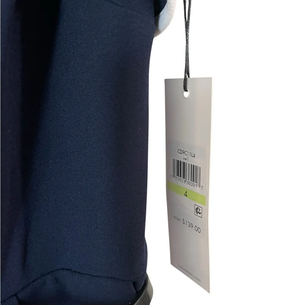 NWT Calvin Klein Navy White Accents Belted Wide Leg Jumpsuit  Women Size 4 - Picture 7 of 9